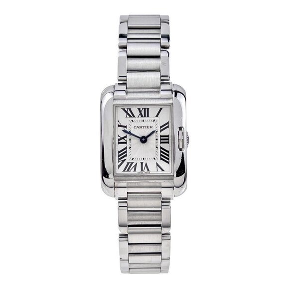 Cartier Tank Anglaise Watch Stainless Steel Quartz Silver Dial W5310022 w/ Box - Picture 1 of 10
